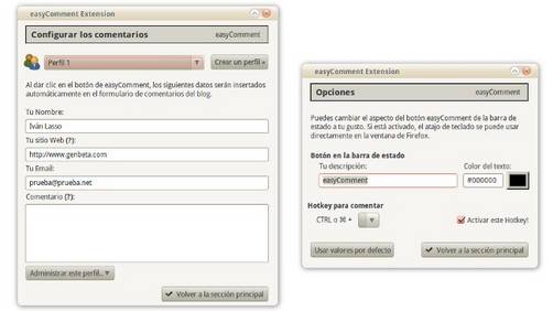 Rellena los datos de un comentario automáticamente en Firefox con easyComment