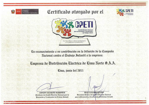 Edelnor es reconocida por difundir campaña en contra del trabajo infantil