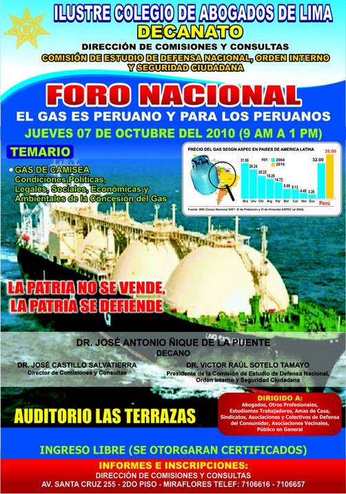 El Gas es peruano y para los peruanos