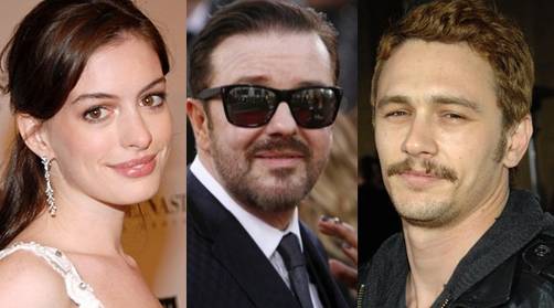 Ricky Gervais escribe discurso para Anne Hathaway y James Franco