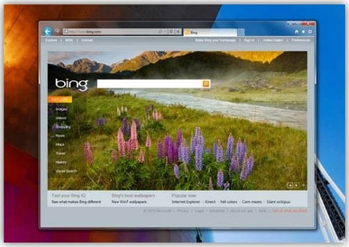 Foto: Primera imagen de la nueva interfaz de Internet Explorer 9