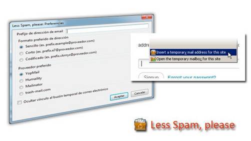 Less Spam, buzones de correo temporales de la mano de Firefox