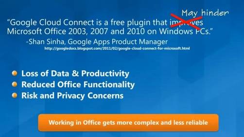 Microsoft dispara contra Google Cloud Connect