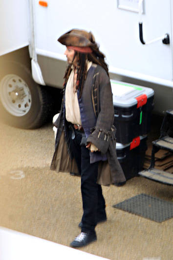 Johnny Depp en el rodaje de 'Piratas del Caribe 4' en Londres