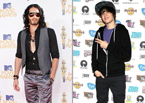 Justin Bieber y Russell Brand, elegidos los peor vestidos del mundo del espectáculo