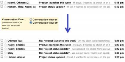 Desactivando las conversaciones en Gmail