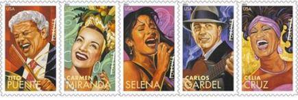 Carlos Gardel al igual que otros grandes cantantes latinos en sellos de EEUU