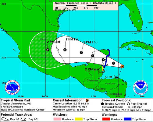 México: Convertido en huracán, Karl avanza hacia Veracruz