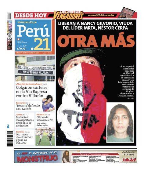 Perú 21: Liberan a Nancy Gilvonio, viuda de Néstor Cerpa Cartolini, líder del MRTA
