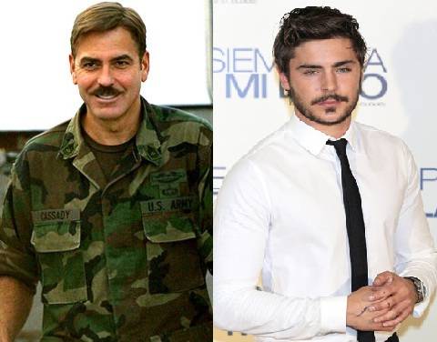 Zac Efron y George Clooney lucen los bigotes más sexys de Hollywood