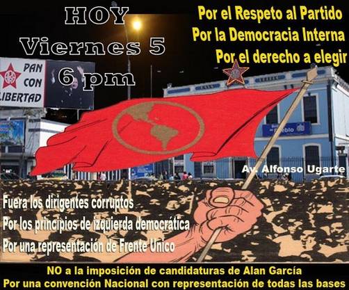 Un grito resonó en la Avenida Alfonso Ugarte: Respeto a la Democracia Interna en el APRA