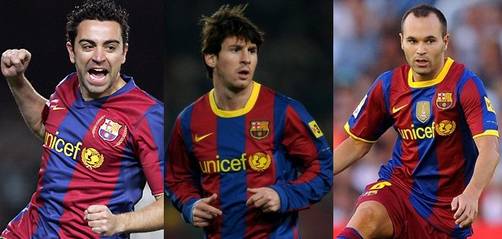 Lionel Messi, Andrés Iniesta y Xabi Hernández por el Balón de Oro