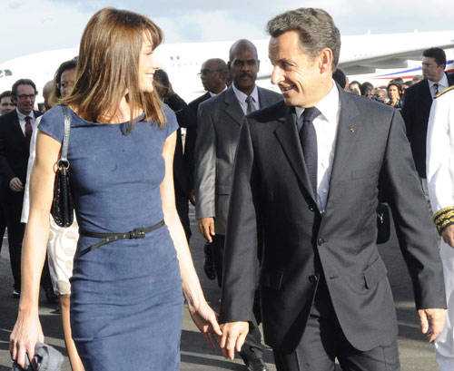 Nicolás Sarkozy y Carla Bruni rumbo a Washington