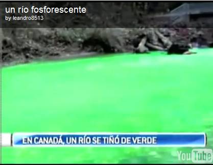 Extraño fenómeno: un río de Canadá quedó teñido de verde