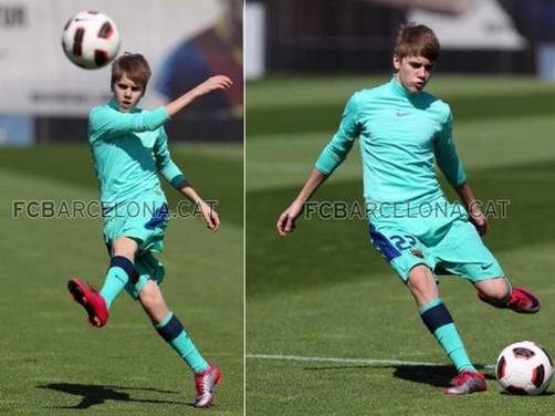 Justin Bieber jugó con futbolistas del Barcelona