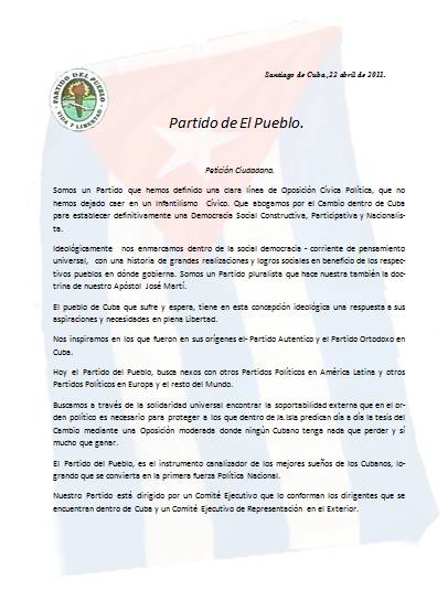 Comunicado del Partido de El Pueblo Cubano