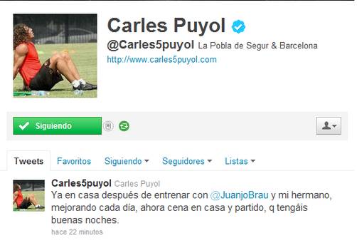 Carles Puyol ya se encuentra de nuevo en casa