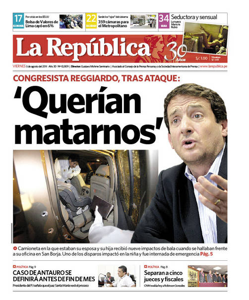 Cobarde atentado: Hieren de bala a la hija del congresista Renzo Reggiardo