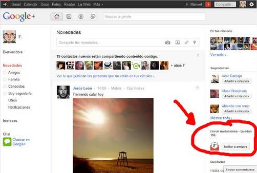 Google+ ahora permite hasta 150 invitaciones por cuenta