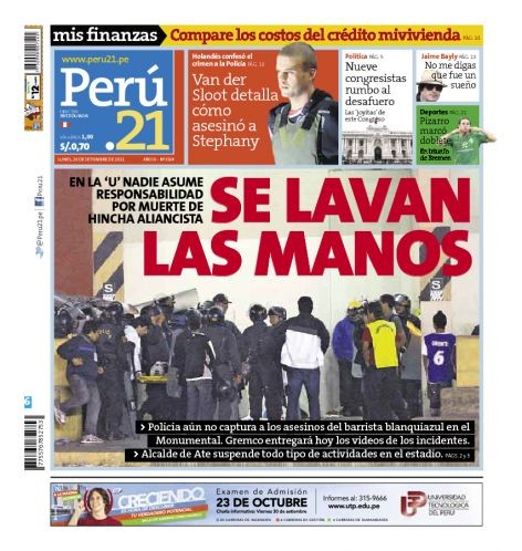 Perú 21: Se lavan las manos