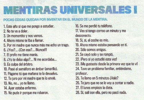 Mentiras, grandes mentiras universales...