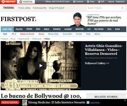 Actriz Ghis González-Villablanca es noticia en Bollywood. Actriz Ghis González-Villablanca es noticia en Bollywood.