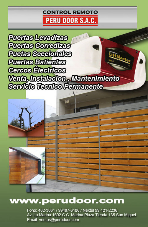 Sistemas a control remoto levadizas para puertas de garaje PERU DOOR Telf 4623061 Sistemas a control remoto levadizas para puertas de garaje PERU DOOR Telf 4623061