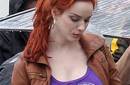 Christina Hendricks en el rodaje de Drive