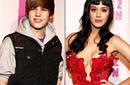 Justin Bieber y Katy Perry en escenario de los Grammy