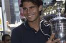 Rafael Nadal entre el equipo español de la Davis frente a Bélgica