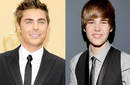 Justin Bieber y Zac Efron en la gala de los Globos de Oro