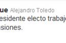 Alejandro Toledo pide a través de su cuenta Twitter que dejen tranquilo al presidente electo