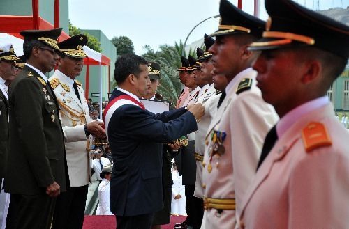 Jefe de Estado, Ollanta Humala, en ceremonia de graduación de la CXVIII promoción 'Eloy Gaspar Montehermoso' de la Escuela Militar de Chorrillos.