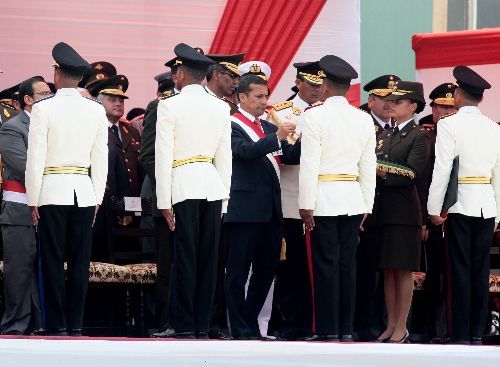 Jefe de Estado, Ollanta Humala, en ceremonia de graduación de la CXVIII promoción 'Eloy Gaspar Montehermoso' de la Escuela Militar de Chorrillos.