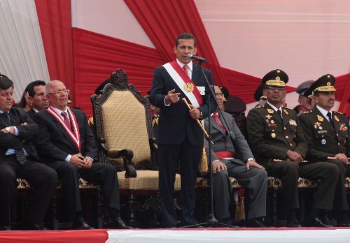 Jefe de Estado, Ollanta Humala, en ceremonia de graduación de la CXVIII promoción 'Eloy Gaspar Montehermoso' de la Escuela Militar de Chorrillos.