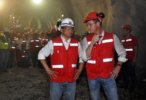 Presidente Ollanta Humala en ceremonia por la conclusión de la perforación del Túnel Transandino en Lambayeque.