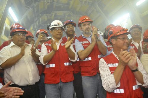 Presidente Ollanta Humala en ceremonia por la conclusión de la perforación del Túnel Transandino en Lambayeque.