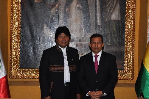 Presidente de la República, Ollanta Humala, en importante reunión con su homólogo boliviano Evo Morales, en la ciudad de Cusco.