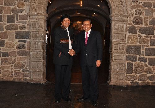 Presidente de la República, Ollanta Humala, en importante reunión con su homólogo boliviano Evo Morales, en la ciudad de Cusco.