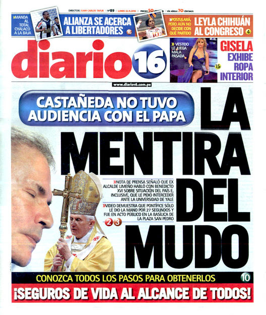 Portada de los diarios de Lima, 22 de noviembre de 2010