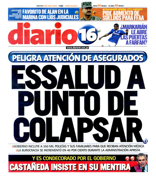Portada de los diarios de Lima, 23 de noviembre de 2010