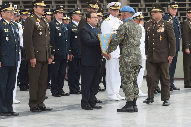 El ministro de Defensa, Luis Otárola, despidió en ceremonia oficial al contingente de Cascos Azules que cumplirá misión en Haití.