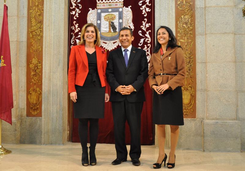 Ollanta Humala recibe en visita oficial las Llaves de Oro de la ciudad de Madrid y se reúne con la alcaldesa de esa ciudad, Ana Botella.