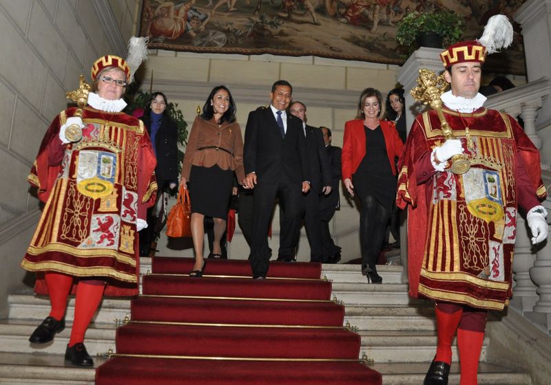 Ollanta Humala recibe en visita oficial las Llaves de Oro de la ciudad de Madrid y se reúne con la alcaldesa de esa ciudad, Ana Botella.