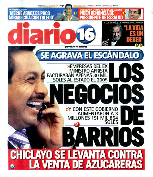 Portada de los diarios de Lima, 24 de noviembre de 2010