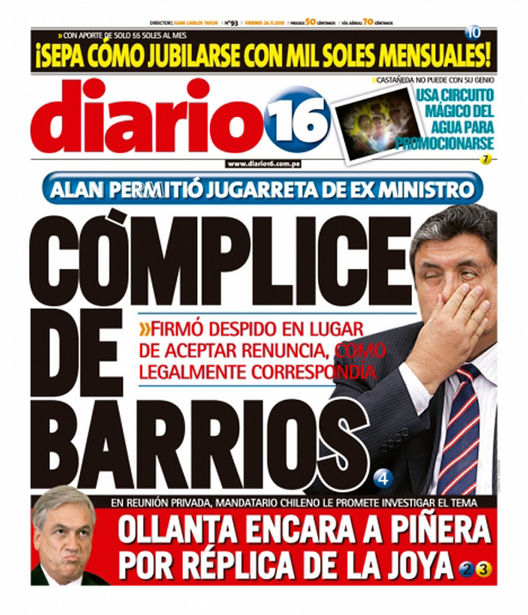 Portada de los diarios de Lima, 26 de noviembre de 2010