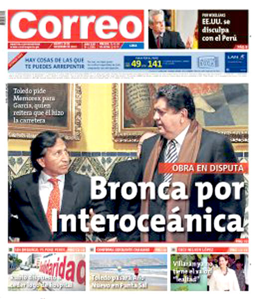 Portada de los diarios de Lima, 28 de diciembre de 2010