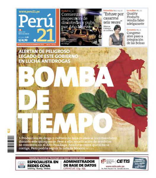 Portada de los diarios de Lima, 29 de diciembre de 2010