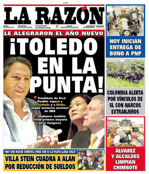 Portada de los diarios de Lima, 29 de diciembre de 2010
