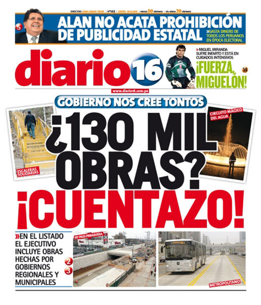 Portada de los diarios de Lima, 30 de diciembre de 2010